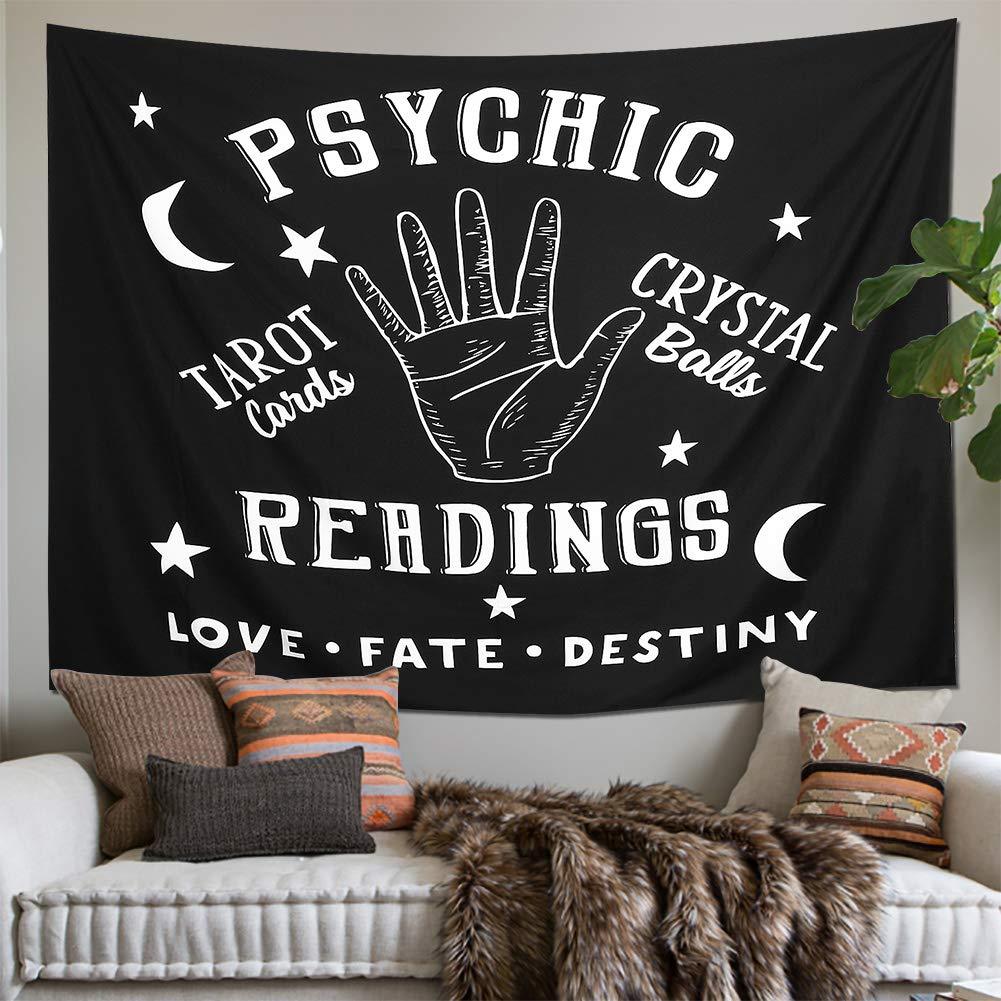 1pc, Tapestry Moon and Star Psychic Readings Black Mandala Halloween Decoration Wall Hanging Hand Bohemian Wall Blanket Bedroom Living Room Home Decors (Psychic Reading)