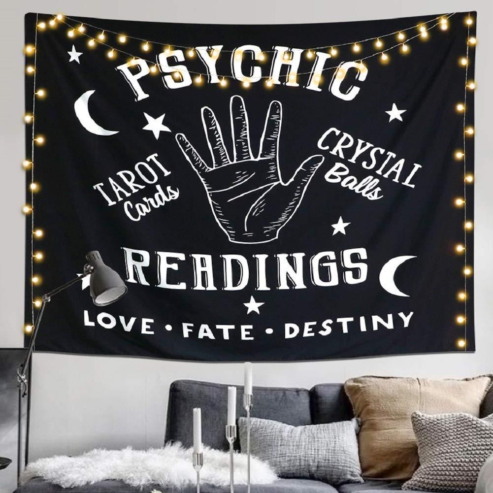 1pc, Tapestry Moon and Star Psychic Readings Black Mandala Halloween Decoration Wall Hanging Hand Bohemian Wall Blanket Bedroom Living Room Home Decors (Psychic Reading)