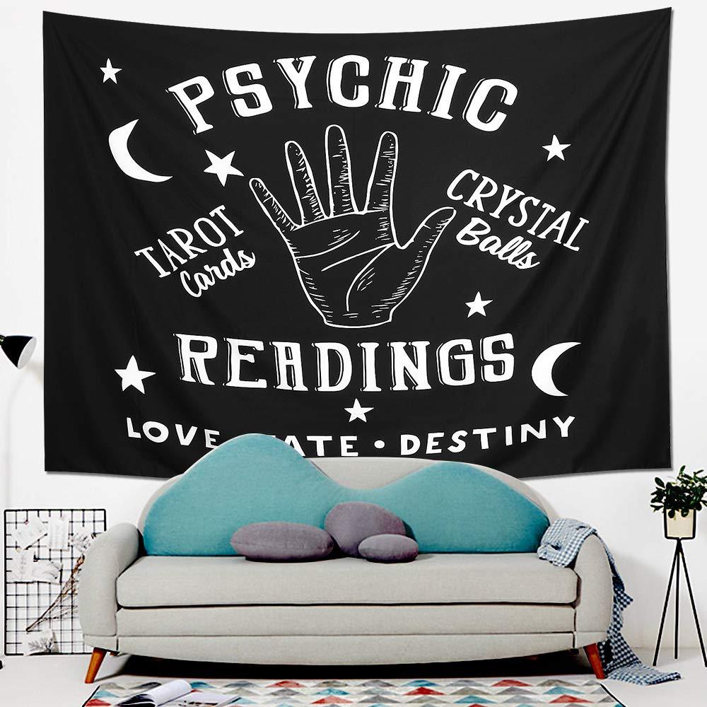1pc, Tapestry Moon and Star Psychic Readings Black Mandala Halloween Decoration Wall Hanging Hand Bohemian Wall Blanket Bedroom Living Room Home Decors (Psychic Reading)