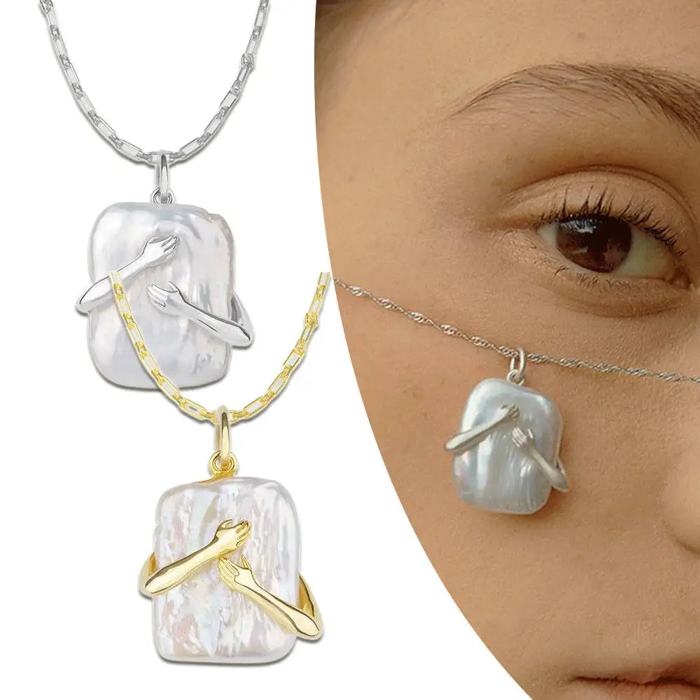 Unique Square Baroque Pearl Couple Pendant Necklace Valentines Day Lover Gift Party Jewelry - Lootquake