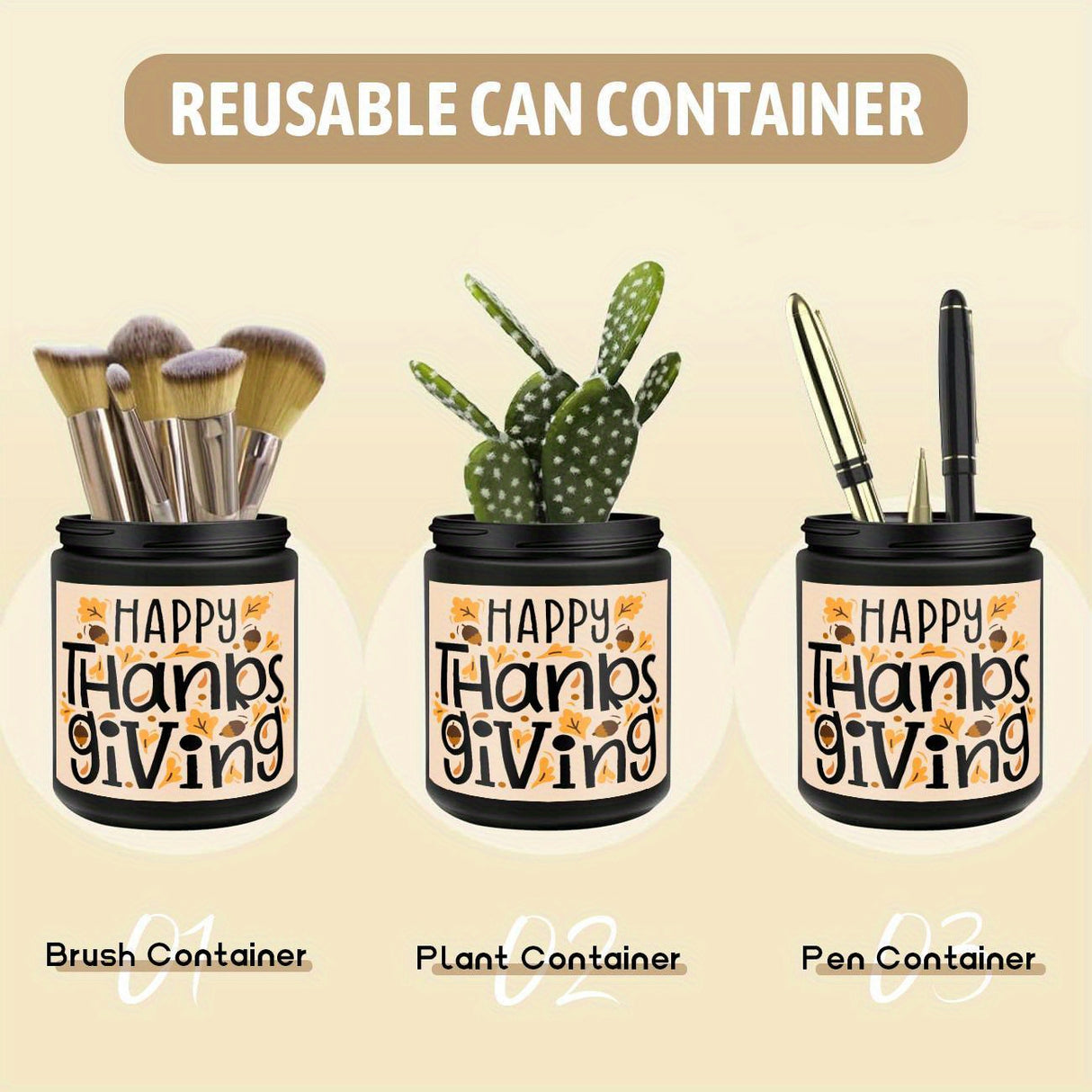 Happy Thanksgiving Day Scented Candle Fall Themed Autumn Orange Pumpkin Terracotta Burnt Rustic Farmhouse November Give Thanks Decoration Gift Idea for Home Women Woman Hostess Men Friends Her Mom Wife Grandma Cute Item