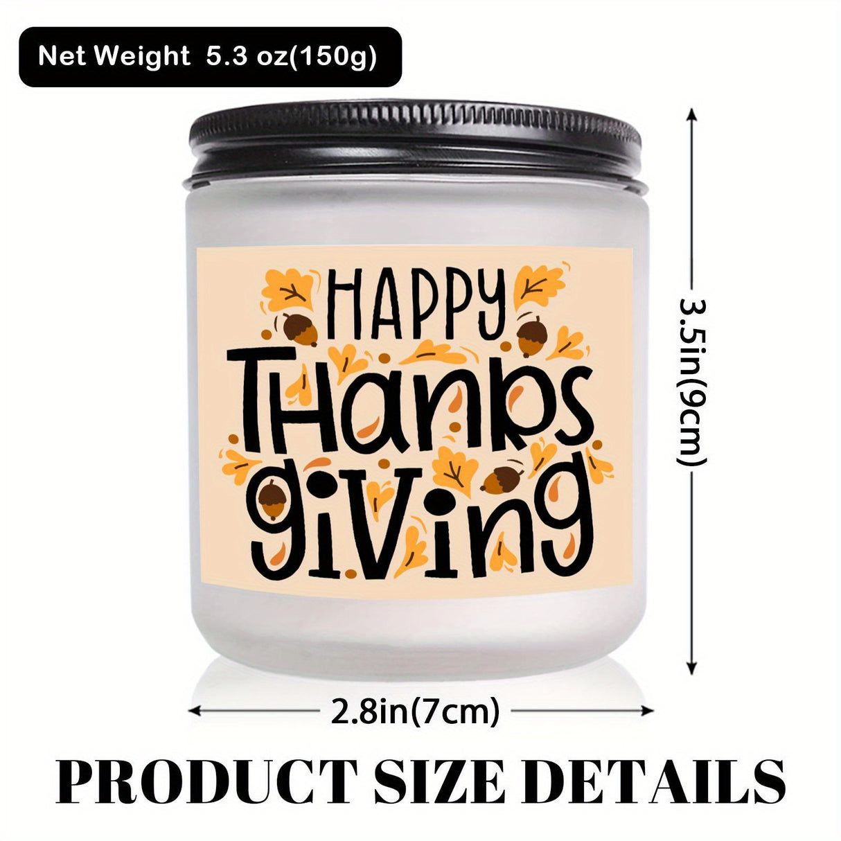 Happy Thanksgiving Day Scented Candle Fall Themed Autumn Orange Pumpkin Terracotta Burnt Rustic Farmhouse November Give Thanks Decoration Gift Idea for Home Women Woman Hostess Men Friends Her Mom Wife Grandma Cute Item