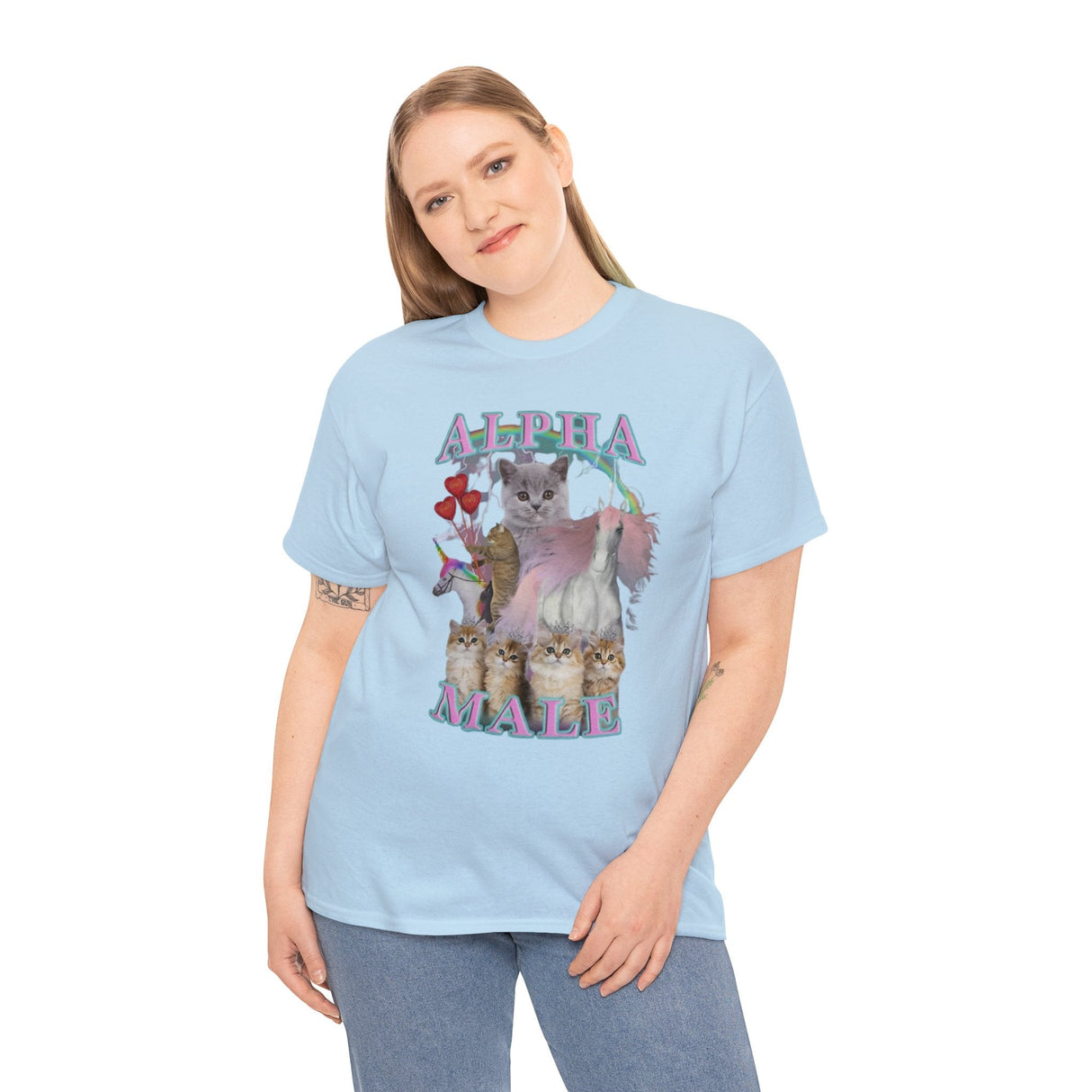 Alpha Male Shirt with Cats and Unicorns – Funny Meme T-Shirt for Humor Fans