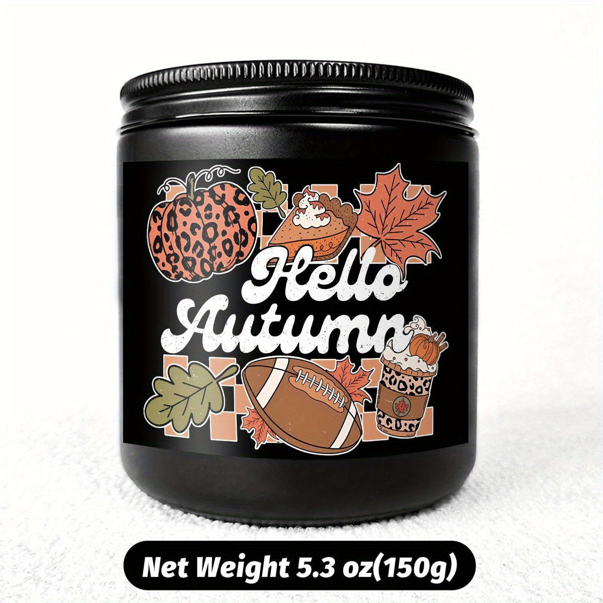Hello Fall Scented Candle Autumn Themed Pumpkin Orange Terracotta Burnt Rustic Farmhouse September October Harvest Thanksgiving Day Decoration Gift for Home Women Hostess Men Friends Her Mom Wife Grandma Cute Items Ess