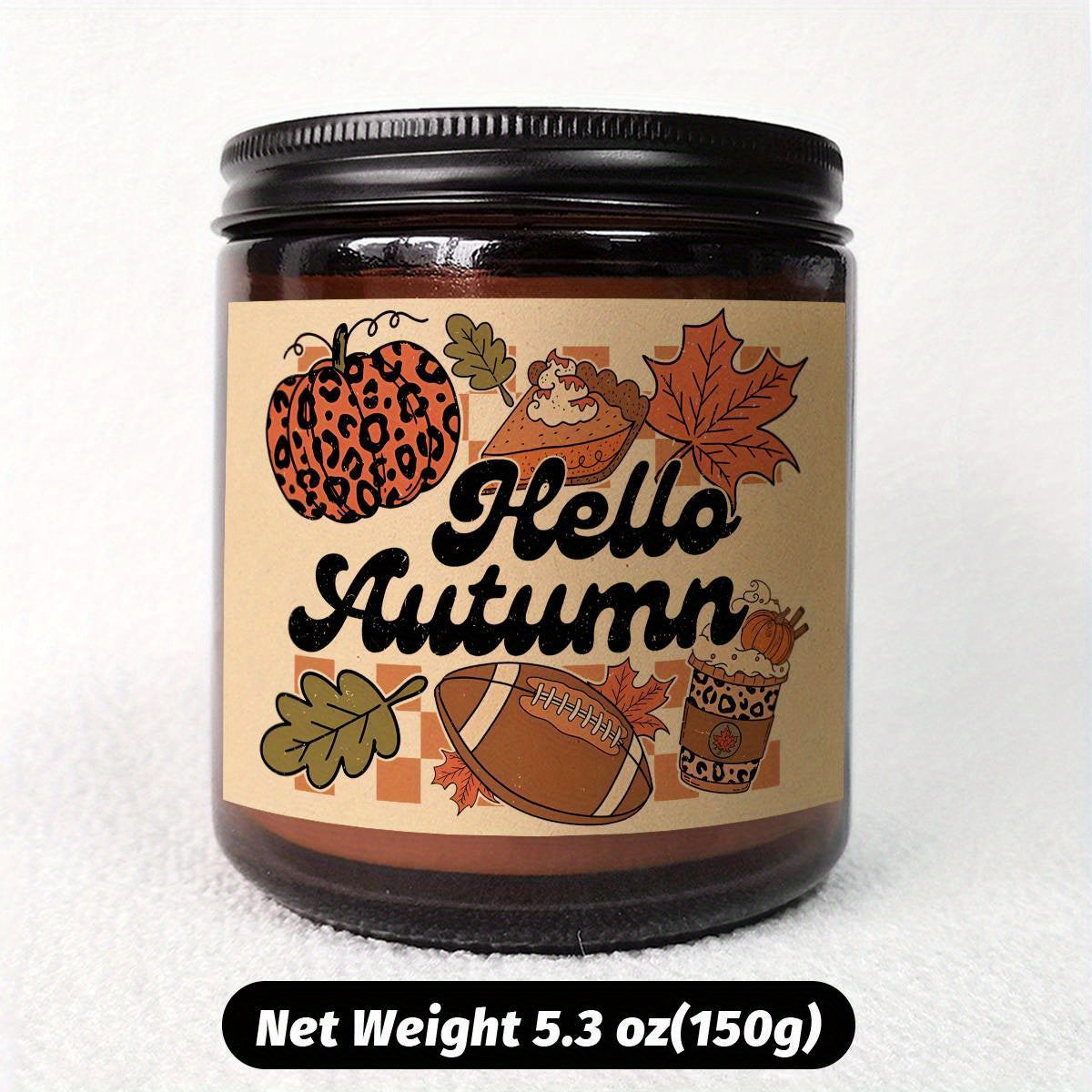 Hello Fall Scented Candle Autumn Themed Pumpkin Orange Terracotta Burnt Rustic Farmhouse September October Harvest Thanksgiving Day Decoration Gift for Home Women Hostess Men Friends Her Mom Wife Grandma Cute Items Ess