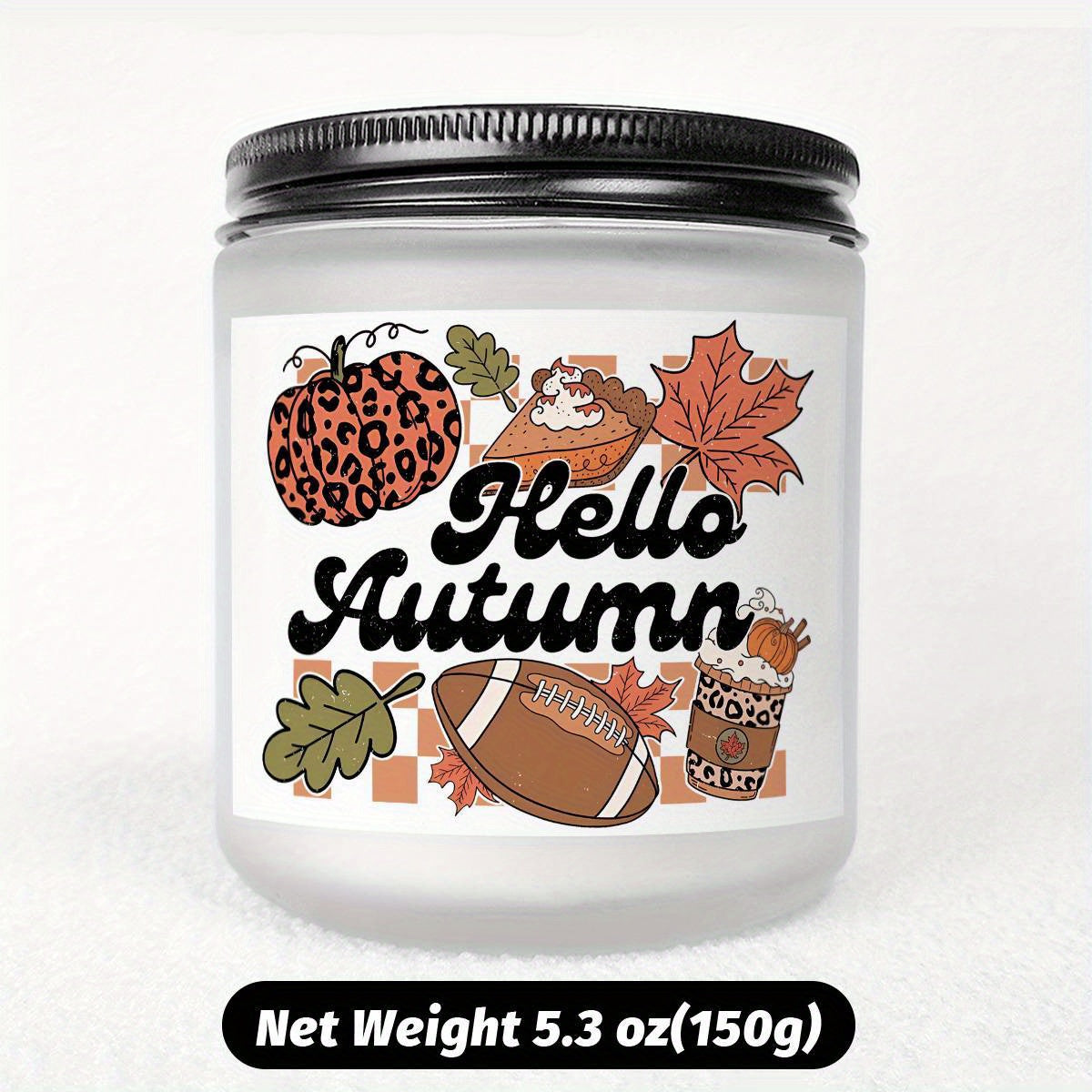 Hello Fall Scented Candle Autumn Themed Pumpkin Orange Terracotta Burnt Rustic Farmhouse September October Harvest Thanksgiving Day Decoration Gift for Home Women Hostess Men Friends Her Mom Wife Grandma Cute Items Ess