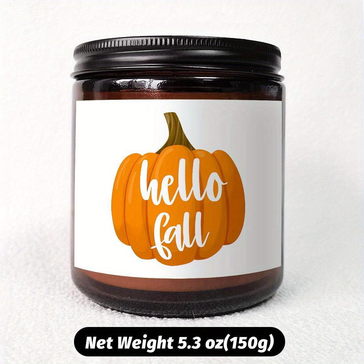Hello Fall Scented Candle Autumn Themed Pumpkin Orange Terracotta Burnt Rustic Farmhouse September October Harvest Thanksgiving Day Decoration Gift for Home Women Hostess Men Friends Her Mom Wife Grandma Cute Items Ess