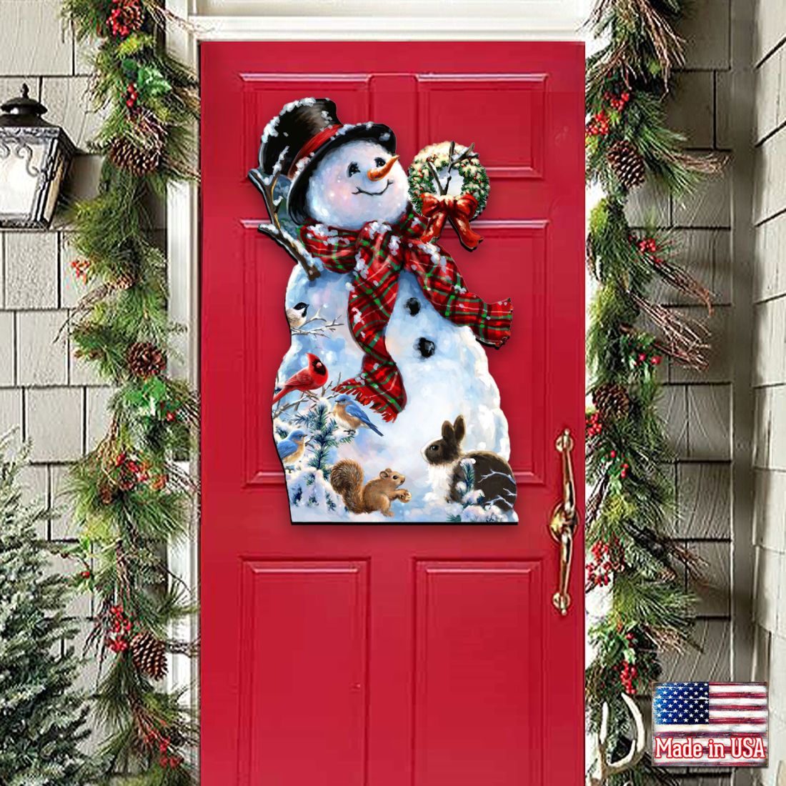 Decoración navideña para puerta de estilo antiguo de D. Gelsinger - Decoración navideña de Papá Noel y muñeco de nieve - 8461024H-1563