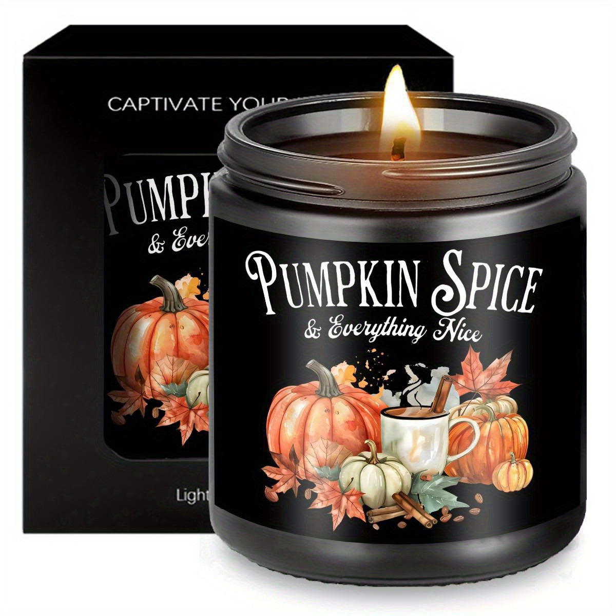 Hello Autumn Scented Candle Fall Themed Orange Terracotta Burnt Rustic Farmhouse September October Harvest Thanksgiving Day Decoration Gift Idea for Home Women Woman Hostess Men Friends Her Mom Wife Grandma Cute Item E