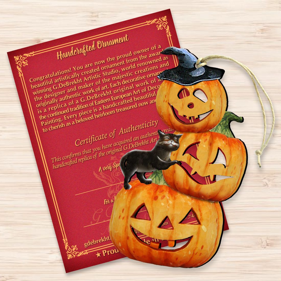 Adornos de madera de calabazas apilables aterradoras de G. DeBrekht - Decoración para Halloween y Acción de Gracias - 8158415