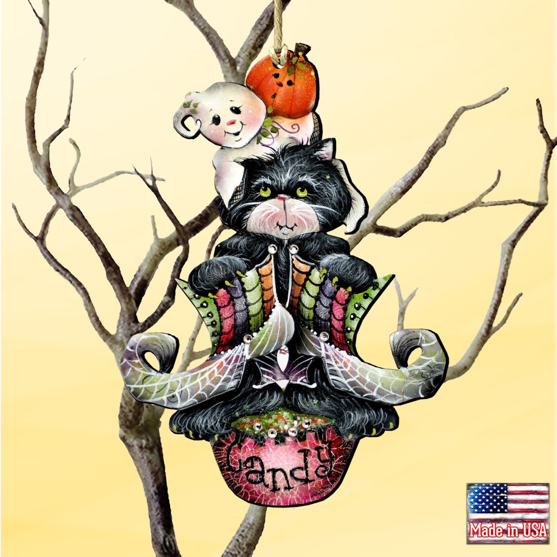 ¡Abucheos espeluznantes! Adornos de madera de Jamie Mills-Price - Decoración de Halloween para Acción de Gracias - 8457409