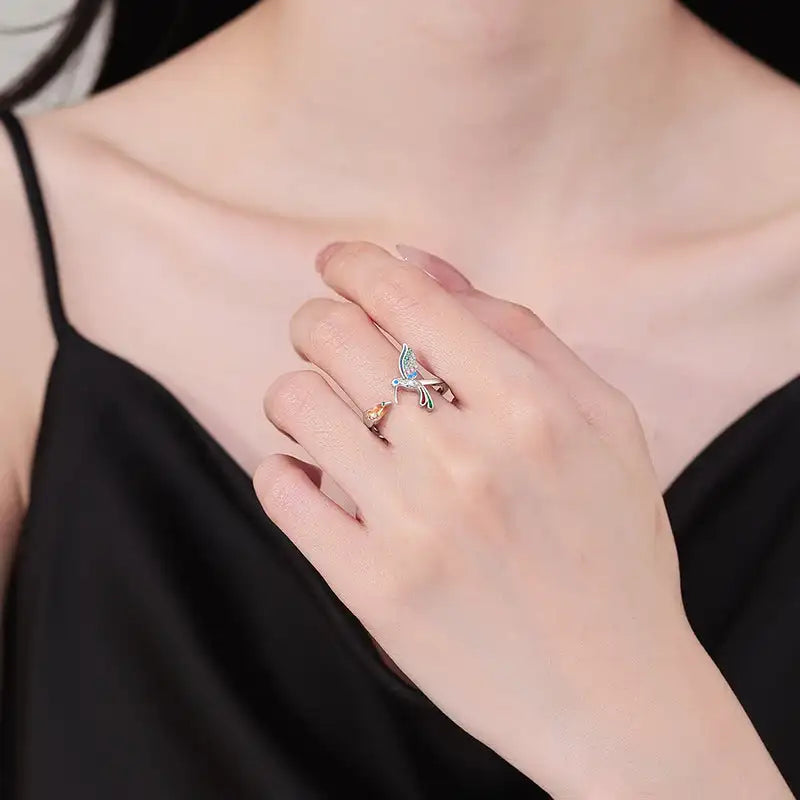 Adjustable Hummingbird Ring Female Fashion Simple - Lootquake