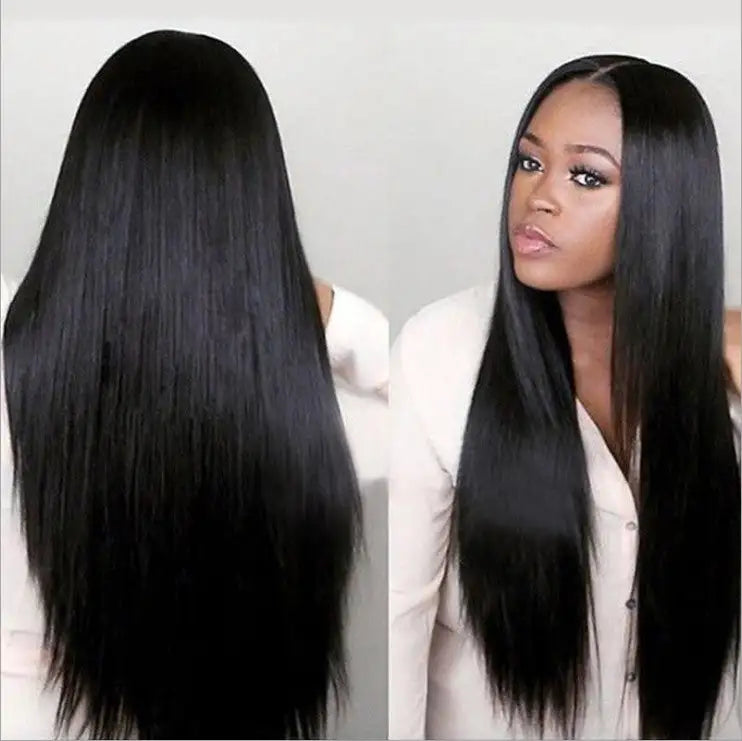 Black long straight hair wig cover - Lootquake
