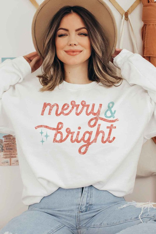 SUDADERA GRÁFICA FELIZ Y BRILLANTE NAVIDAD
