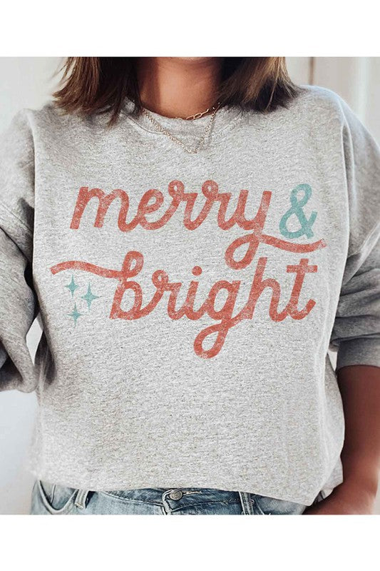 SUDADERA GRÁFICA FELIZ Y BRILLANTE NAVIDAD