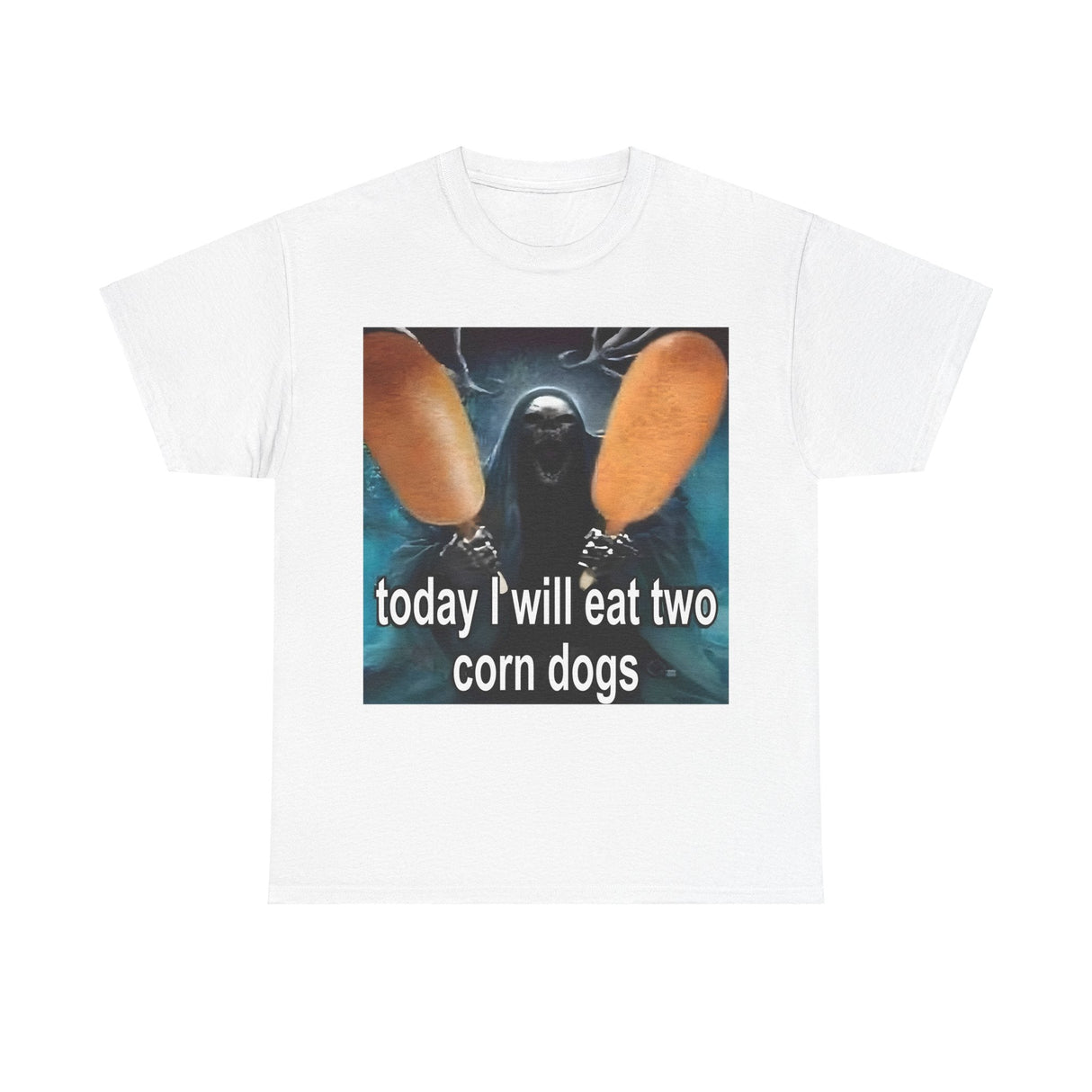 Camiseta divertida con meme "Hoy comeré dos perritos de maíz": divertida camiseta con humor gastronómico