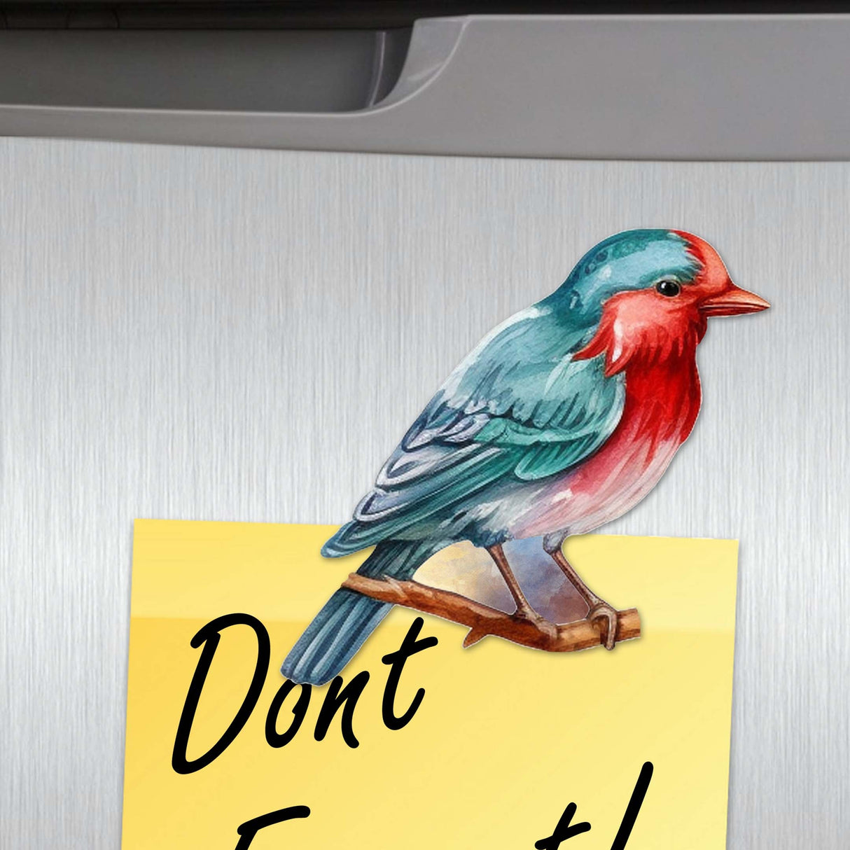 Juego de 6 imanes decorativos de madera con pájaros del bosque de G. Debrekht - Decoración de vida silvestre - 8090015G-S6