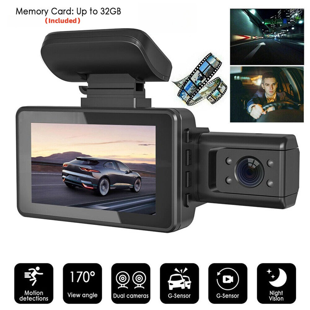 3-Inch Dual Lens Car Dash Cam - Your Ultimate Vehicle Guardian