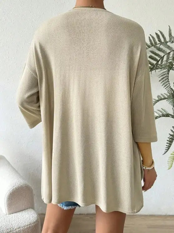 Women's Solid Color Button Loose And Fashionable Cardigan Jacket - Lootquake