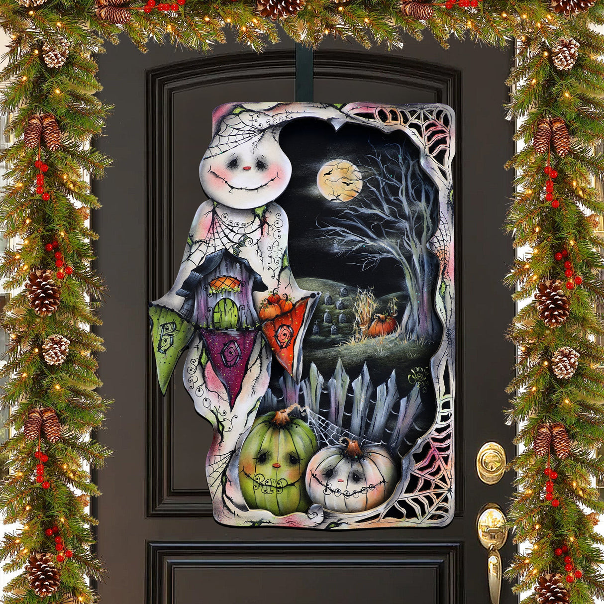 Night of the Pumpkins Holiday Door Decor by Jamie Mills-Price - Halloween Decor - 8611078H-MP