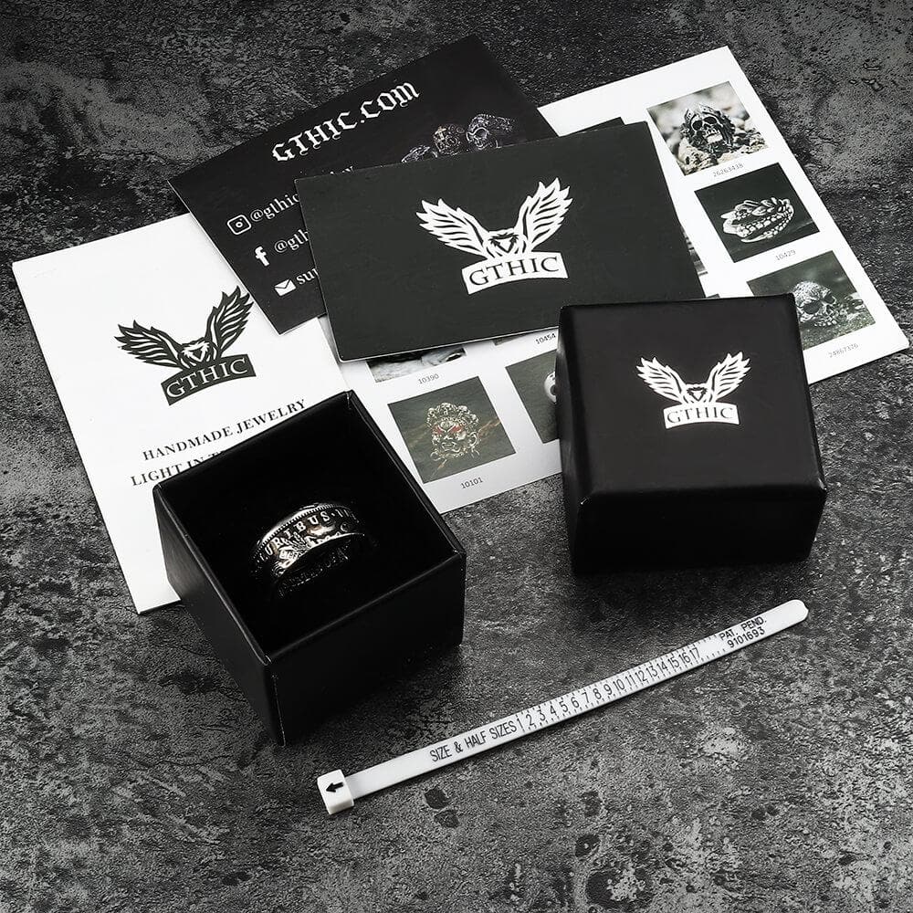 Anillo de aleación con diseño de dólar Morgan de 1896