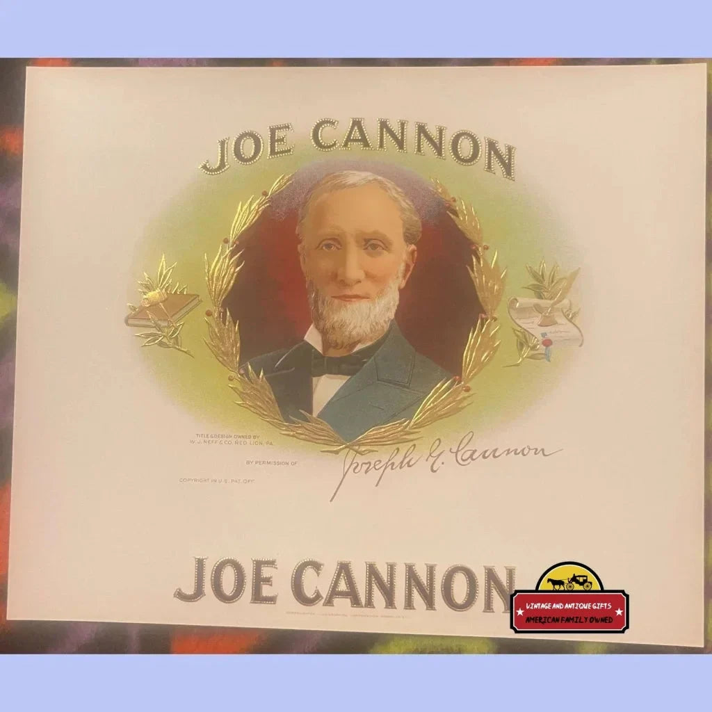 Rare Joe Cannon Antique Cigar Label Unveils Early 1900s Nostalgia