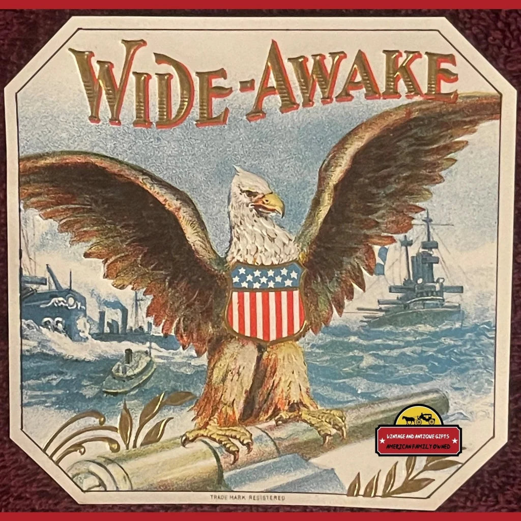 Rare 1910s Antique Patriotic Cigar Label Celebrates US Navy Fleet