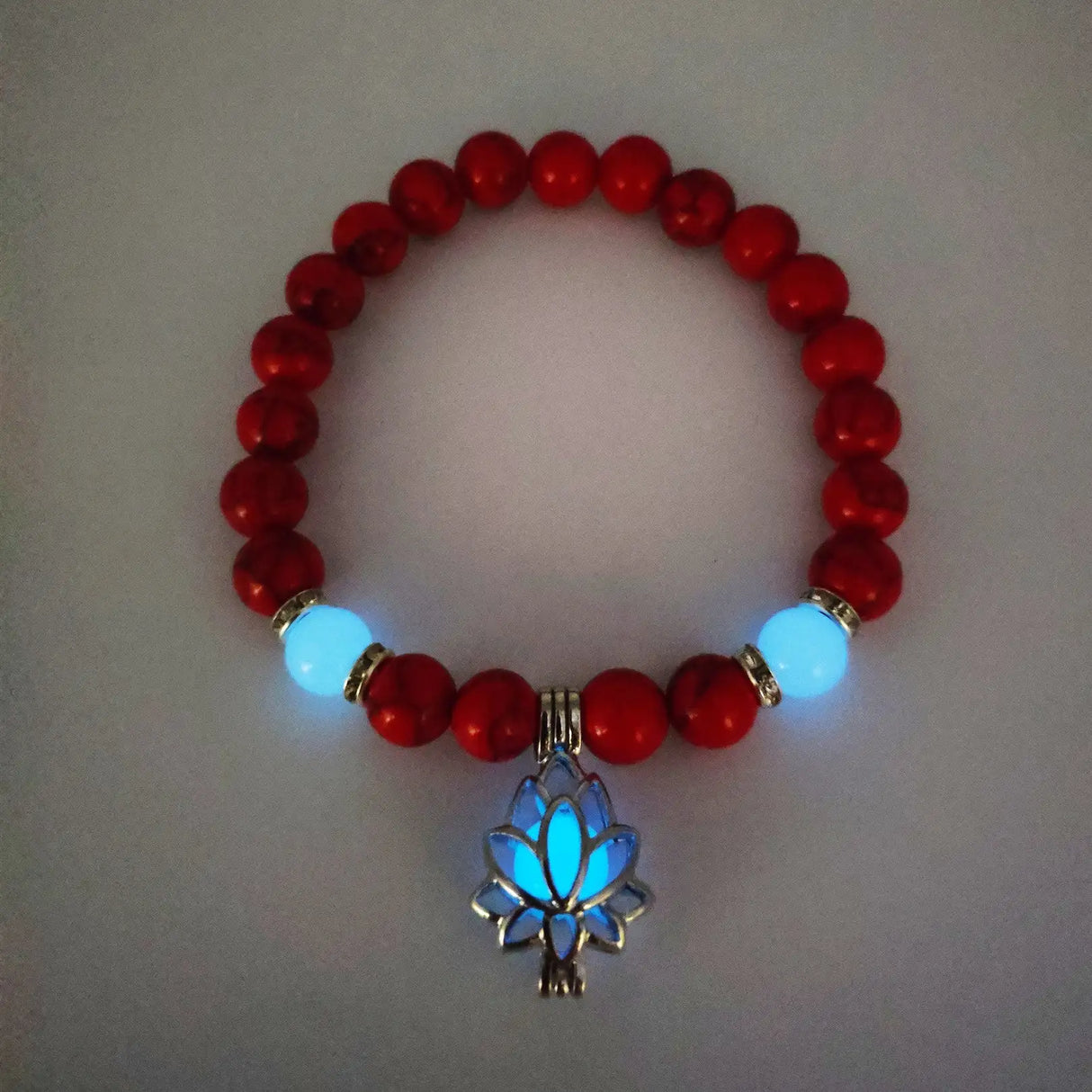 Energy Luminous Lotus Natural Stone Bracelet Yoga Healing Luminous Glow In The Dark Charm Beads Bracelet For Men Women Prayer Buddhism - Lootquake