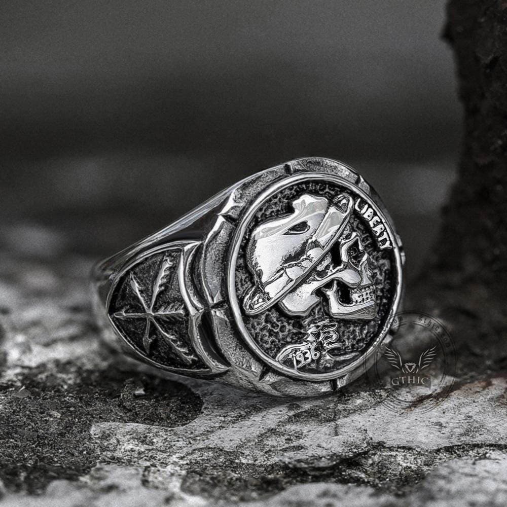 1936 Hobo Nickels Liberty Stainless Steel Skull Ring