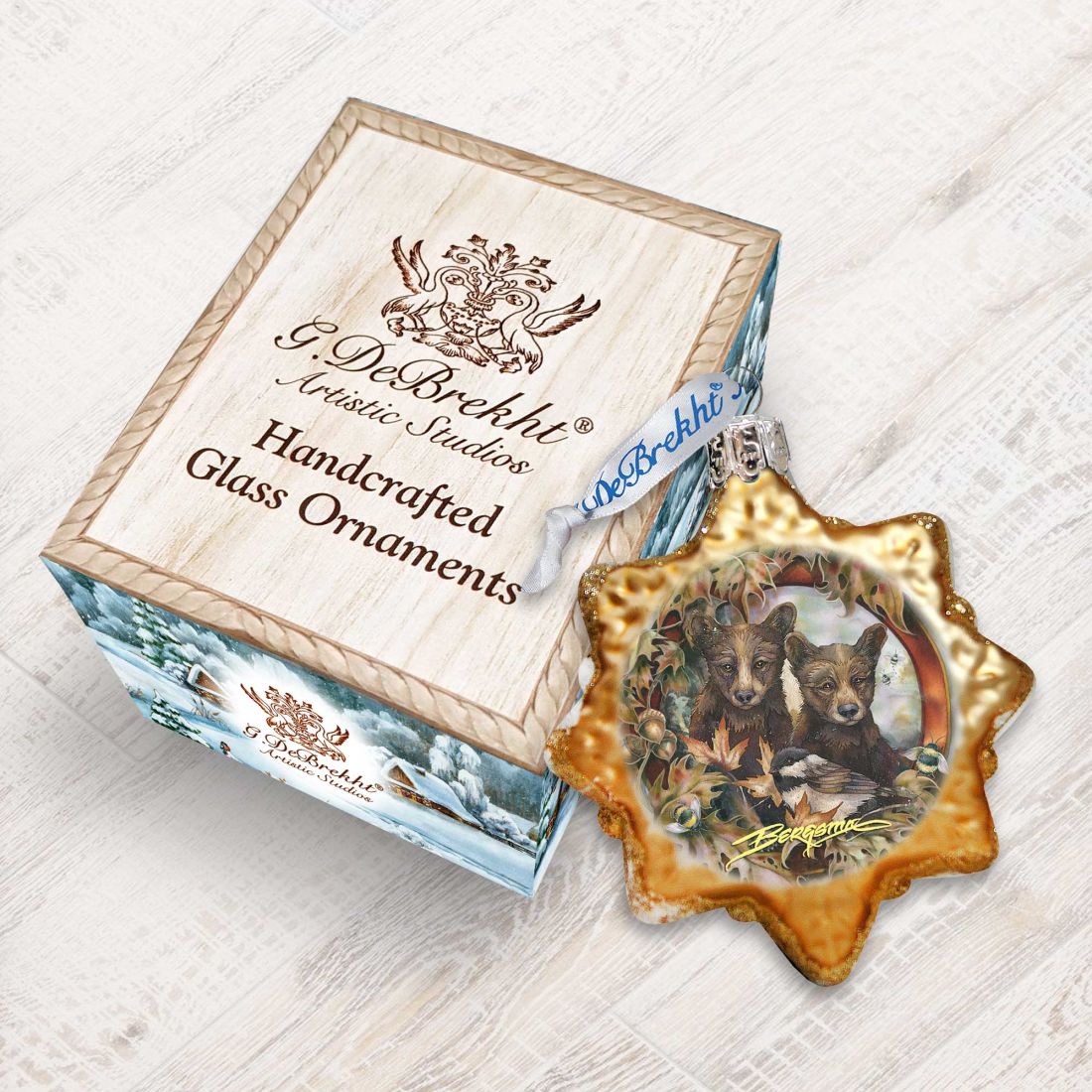 Adorno de vidrio de mercurio con cachorros de oso negro Simple Joys de J. Bergsma - Decoración navideña con animales salvajes - 7783850-JB