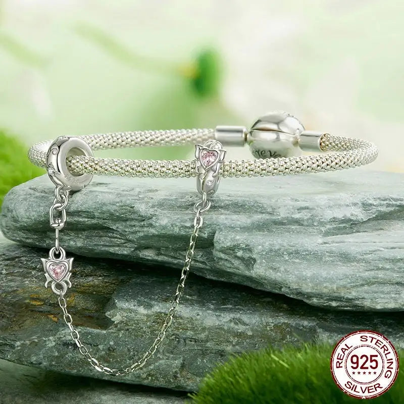 Butterfly Silicone Safety Chain S925 Sterling Silver - Lootquake