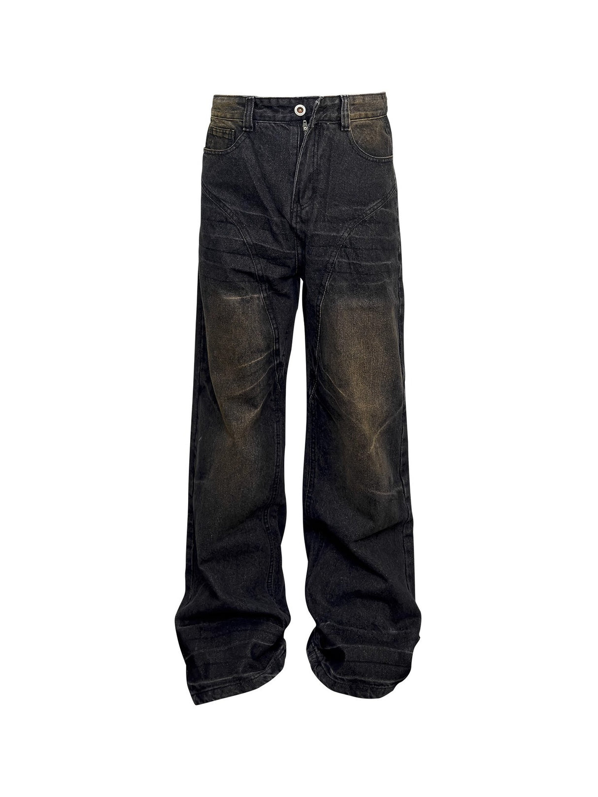 Niche Retro Washed Straight Deconstructed Jeans - Lootquake