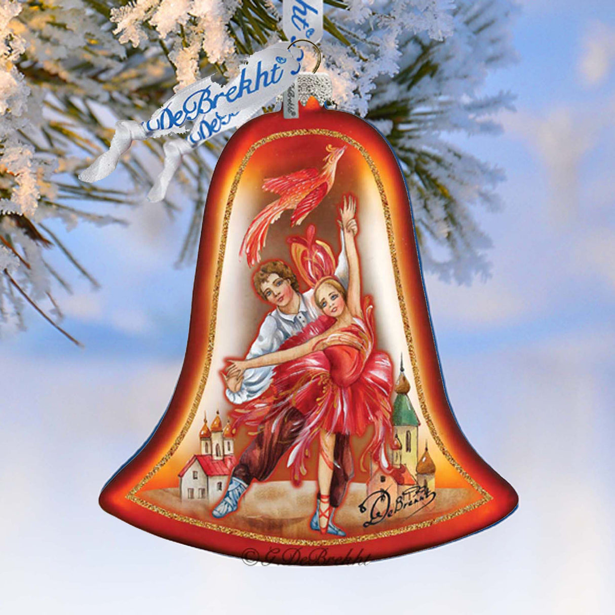 Firebird Ballet Bell Holiday Glass Ornament by G. DeBrekht - 752-002