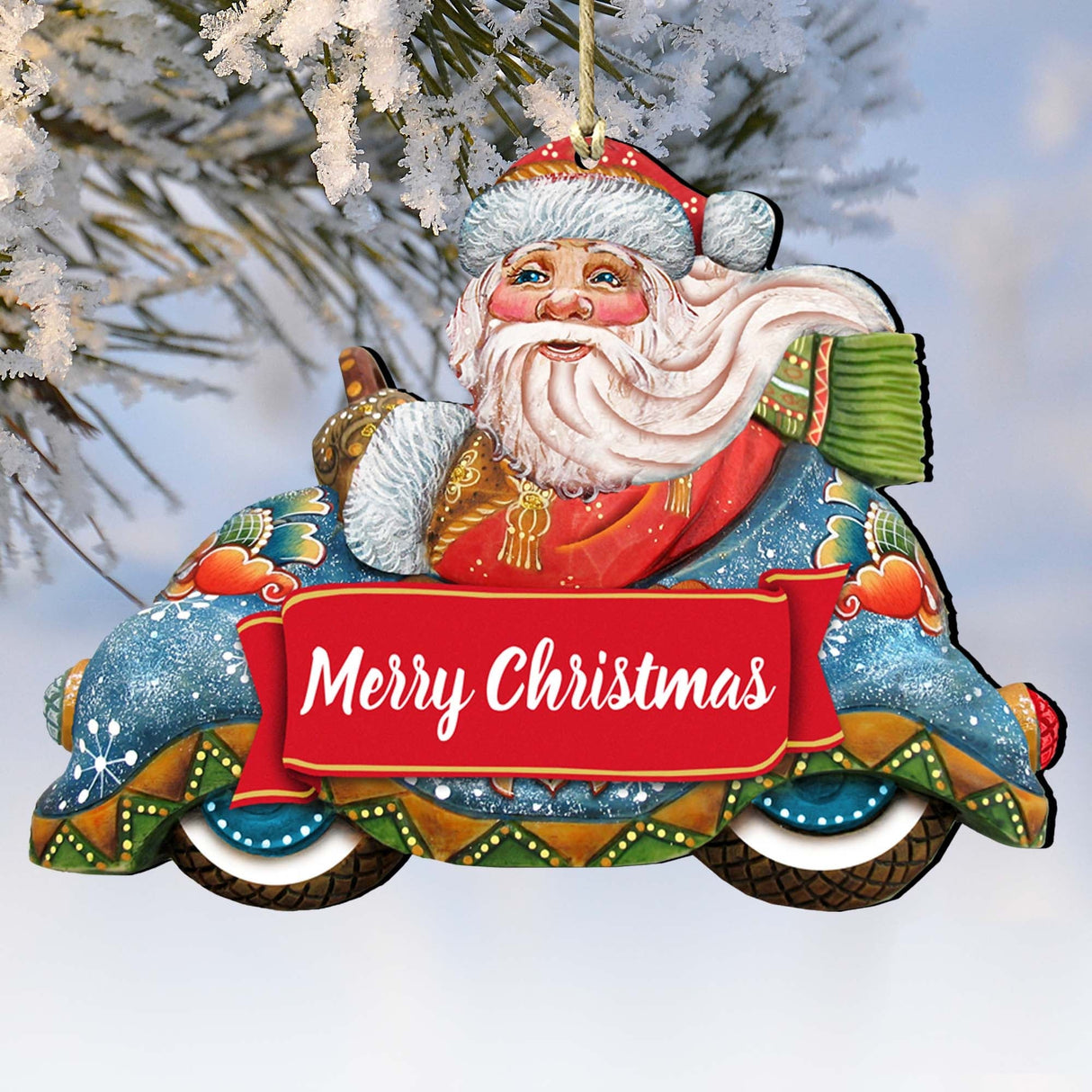 Merry Christmas Santa Wooden Ornaments by G. DeBrekht - Christmas Santa Snowman Decor - 8112045-2