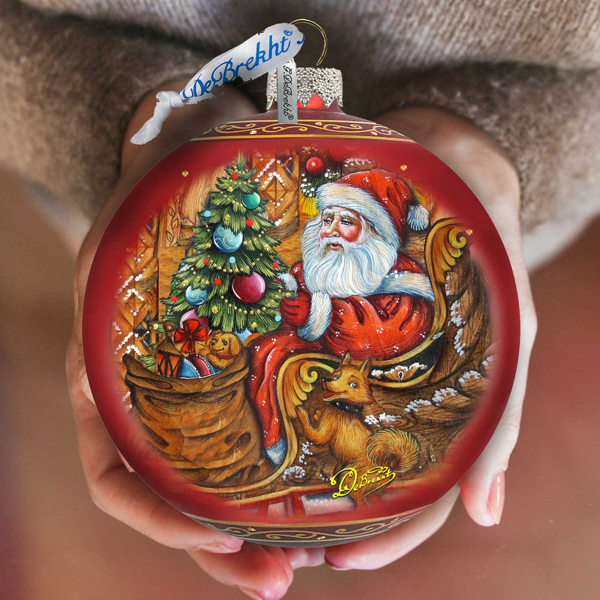 Adorno de vidrio "Santa on the Road" (edición limitada) de G. DeBrekht - Decoración navideña de Papá Noel y muñeco de nieve - 73915