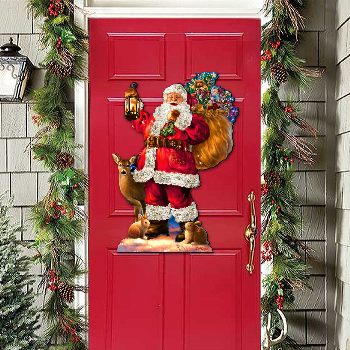 Woodland Santa Wall Door Hanger by D. Gelsinger - Christmas Santa Snowman Decor - 8461028H-1105