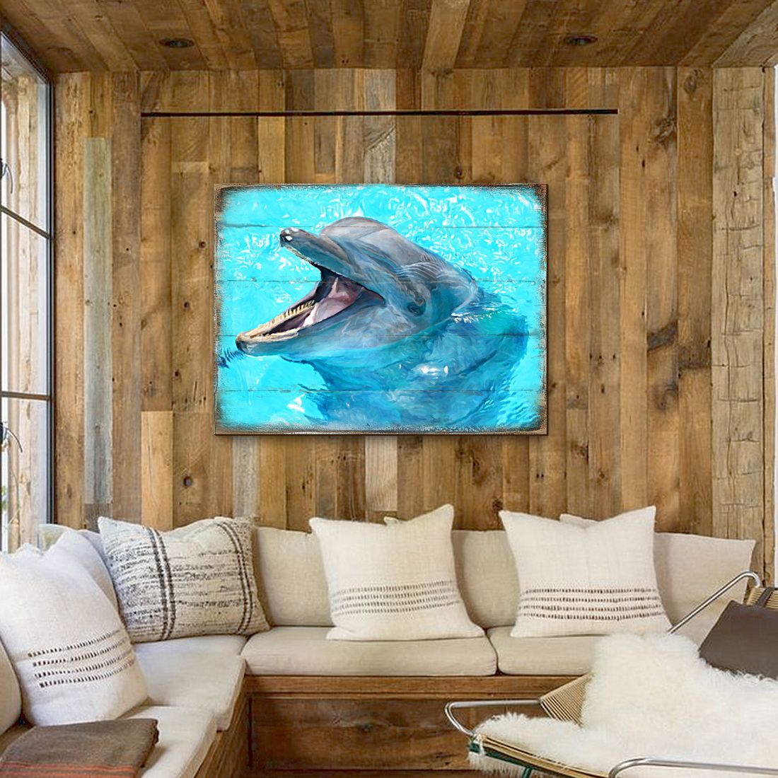 Sowers Dolphin Wood Wooden Coastal Wall Art by Nature Wonders - Coastal Sea-Life Decor - 95267B