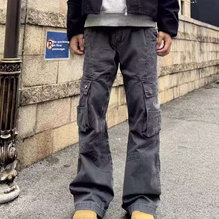 Retro Street Large Workwear With Pocket Casual Pants - Lootquake