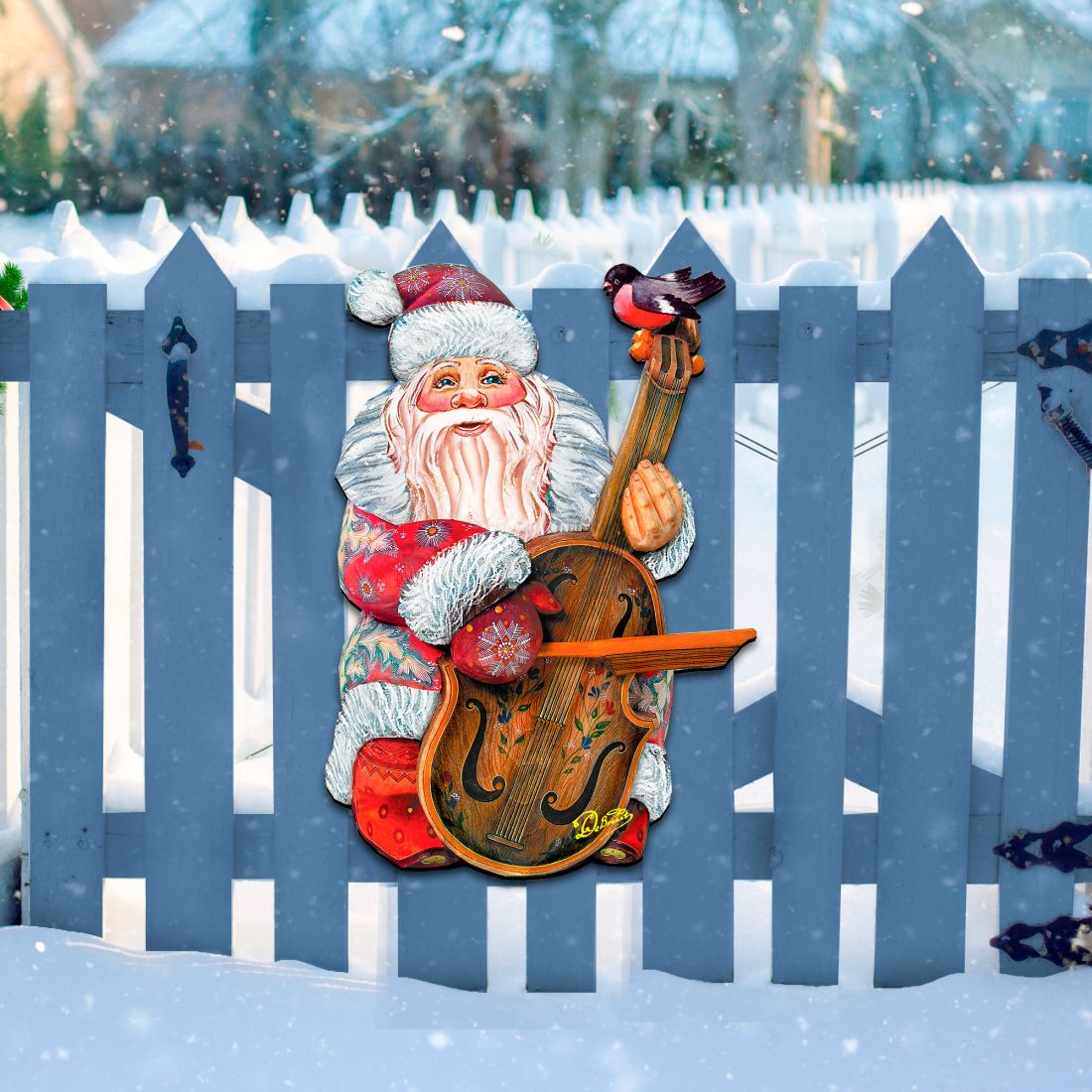 Decoración navideña para puerta con Papá Noel y violín de G. DeBrekht - Decoración navideña con muñeco de nieve y Papá Noel - 8116210H