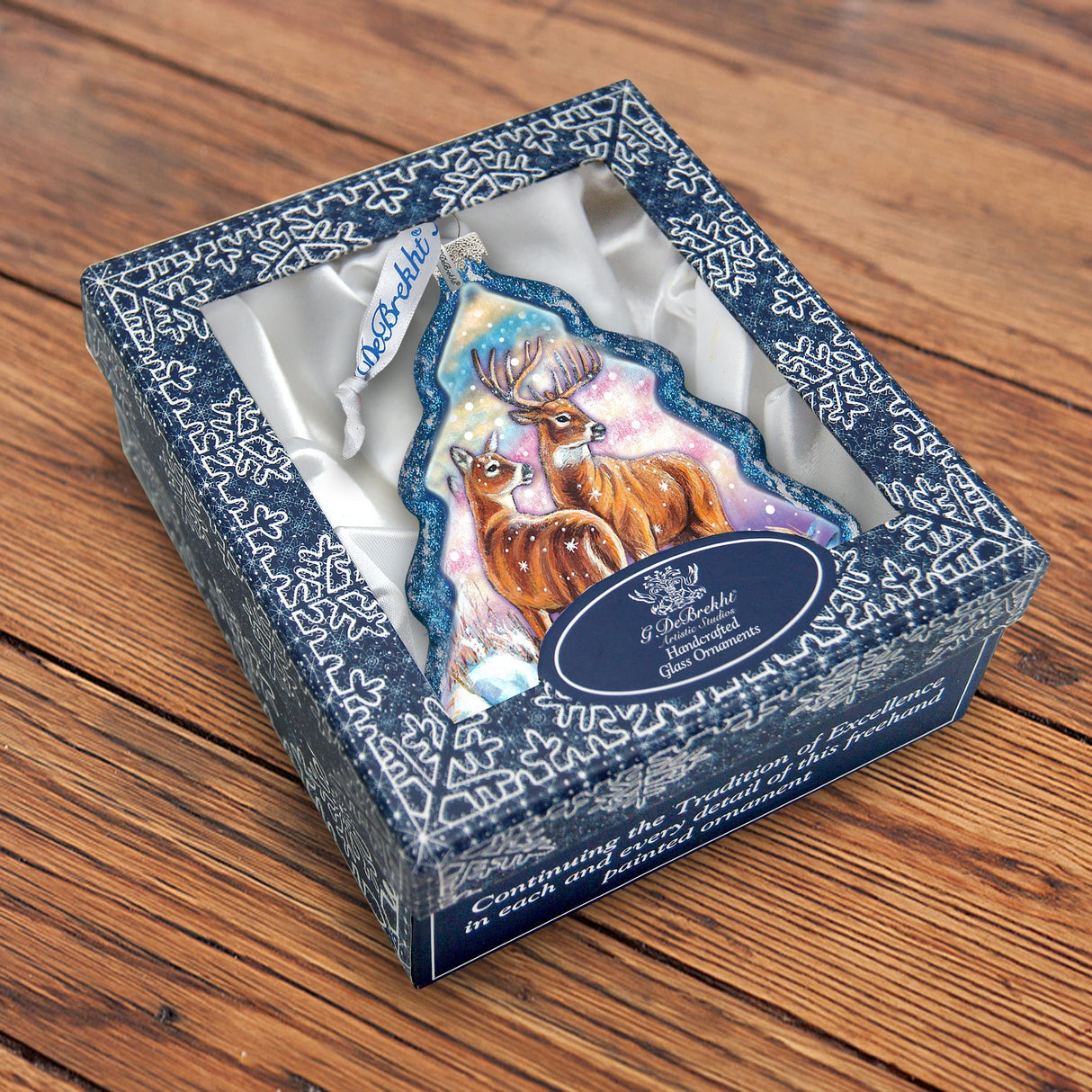 Deer Story Glass Ornament by G. DeBrekht - Wildlife Holiday Decor - 762-029