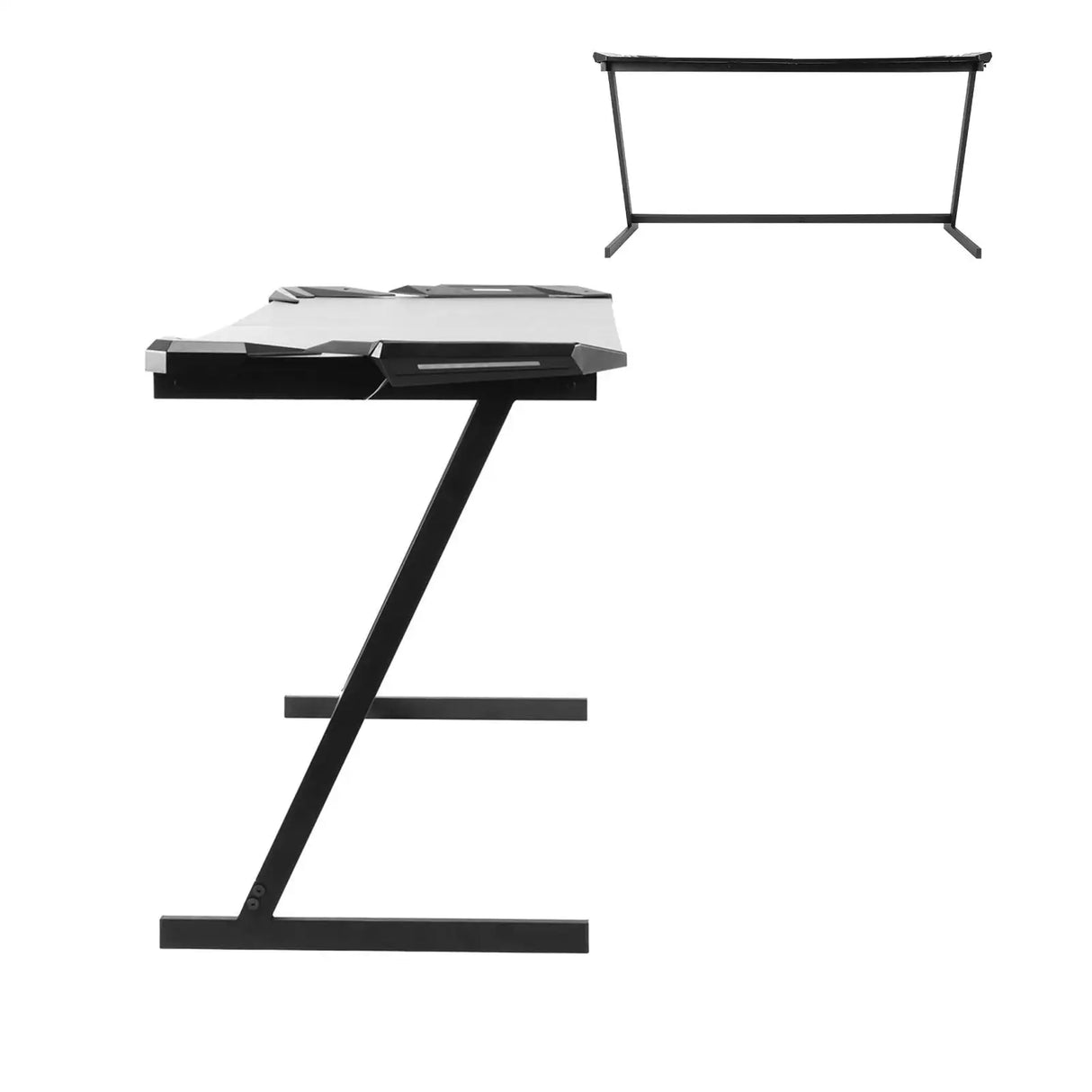 Z Shaped Large Computer Table PC Gaming Desk with RGB LED Light Home Furniture Gaming Supplies - Lootquake