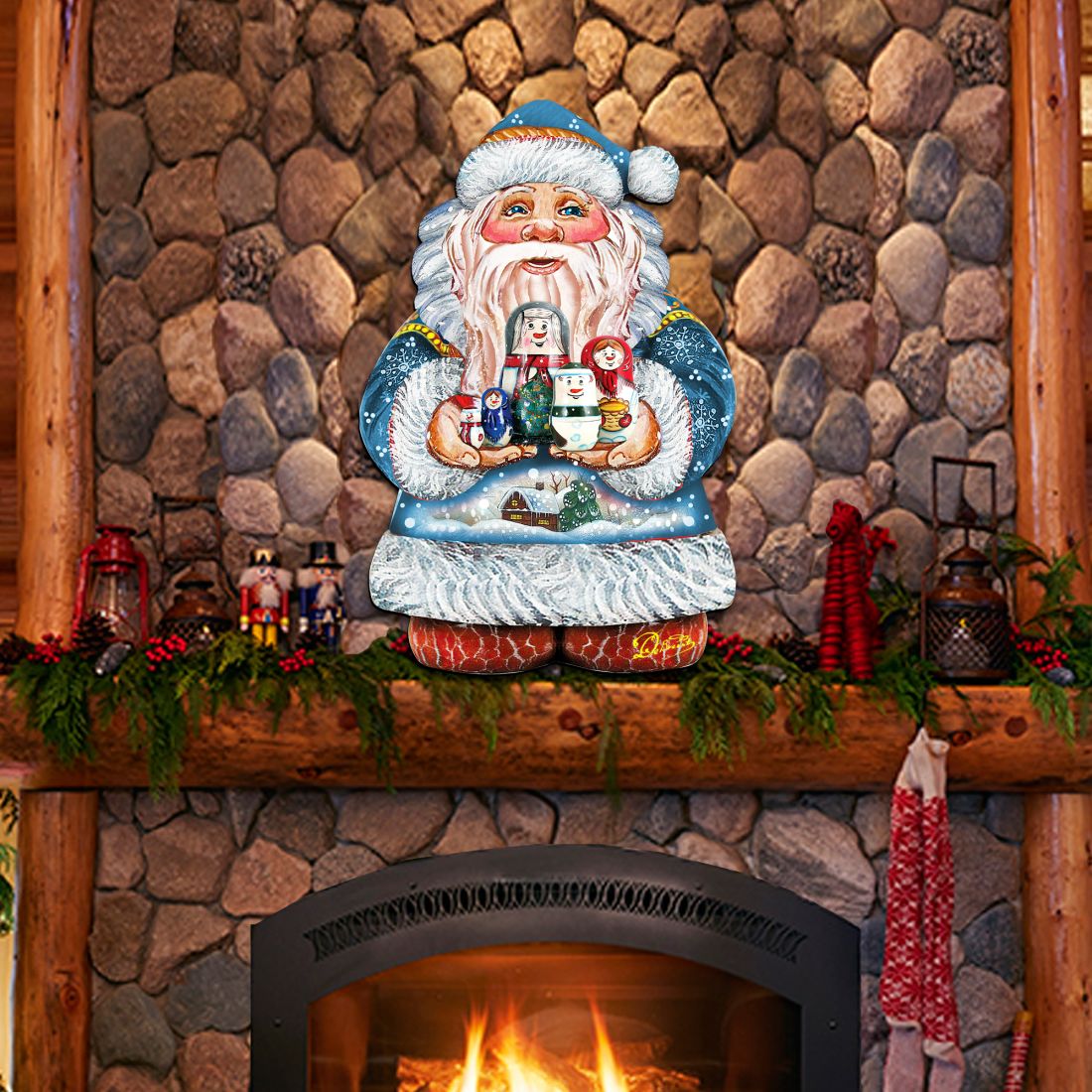 Decoración navideña para puerta con Papá Noel y Matreshka de G. DeBrekht - Decoración navideña con Papá Noel y muñeco de nieve - 8117809H