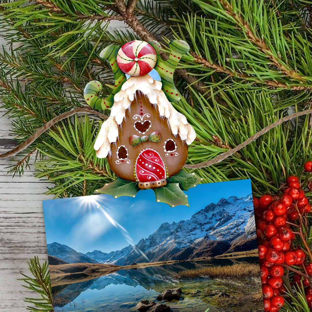 Merry Christmas Decorative Wooden Clip-on Ornaments Set of 6 by Jamie Mills-Price - Christmas Decor - 8090136C-S6