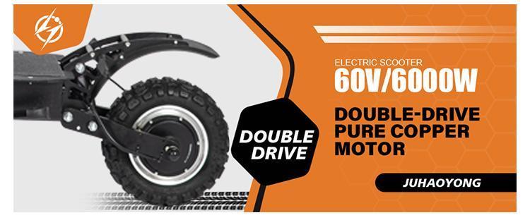 Patinete eléctrico de dos ruedas de 11 pulgadas de ancho y 3000 vatios de potencia con motor dual.