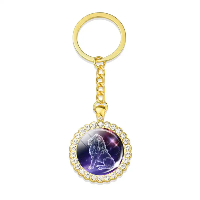 Blue Purple Glass Diamond Keychain Constellation Pendant - Lootquake