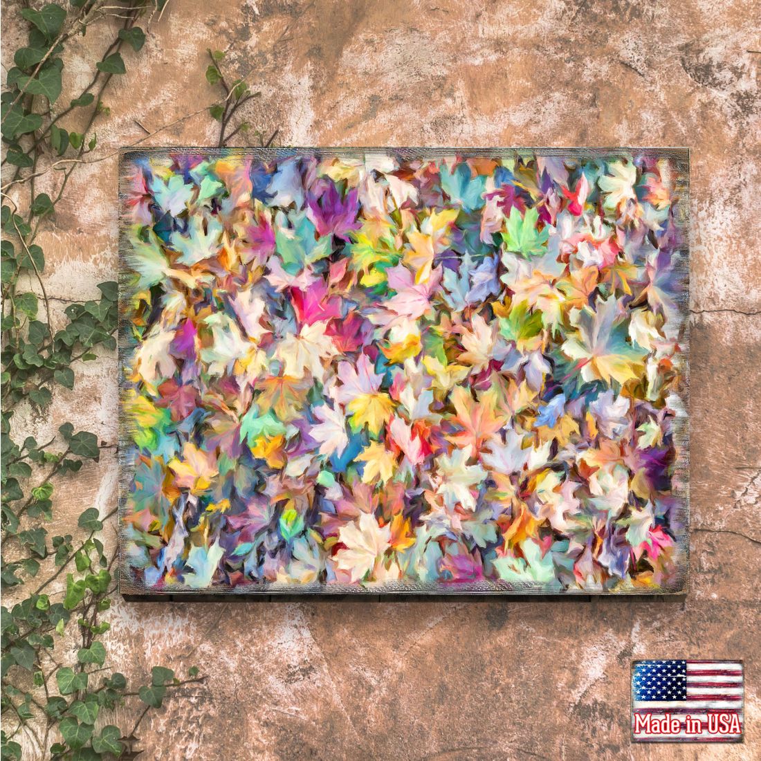 Colorful Leaves Art Wooden Wall Art by Nature Wonders - Nature Wildlife Decor - 95402B