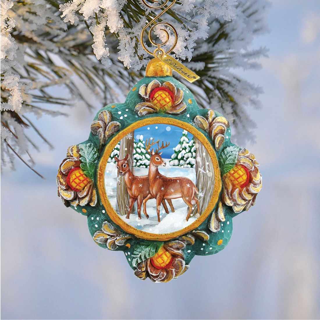 Wilderness Sculpted Hand-Painted Christmas Ornament by G. DeBrekht - Wildlife Holiday Decor - 6102510