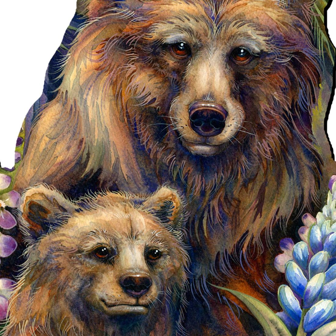 Grin & Bear it - Arte mural de madre y cachorro oso grizzly de J. Bergsma - Decoración navideña de vida silvestre - 8591947W-JB