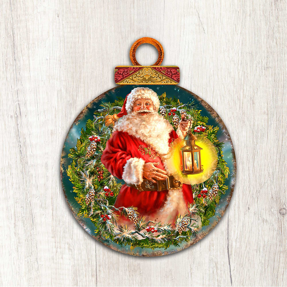 Enchanted Ball Christmas Wreath Santa Door Decor by D. Gelsinger - Christmas Santa Snowman Decor - 8021051H-1003