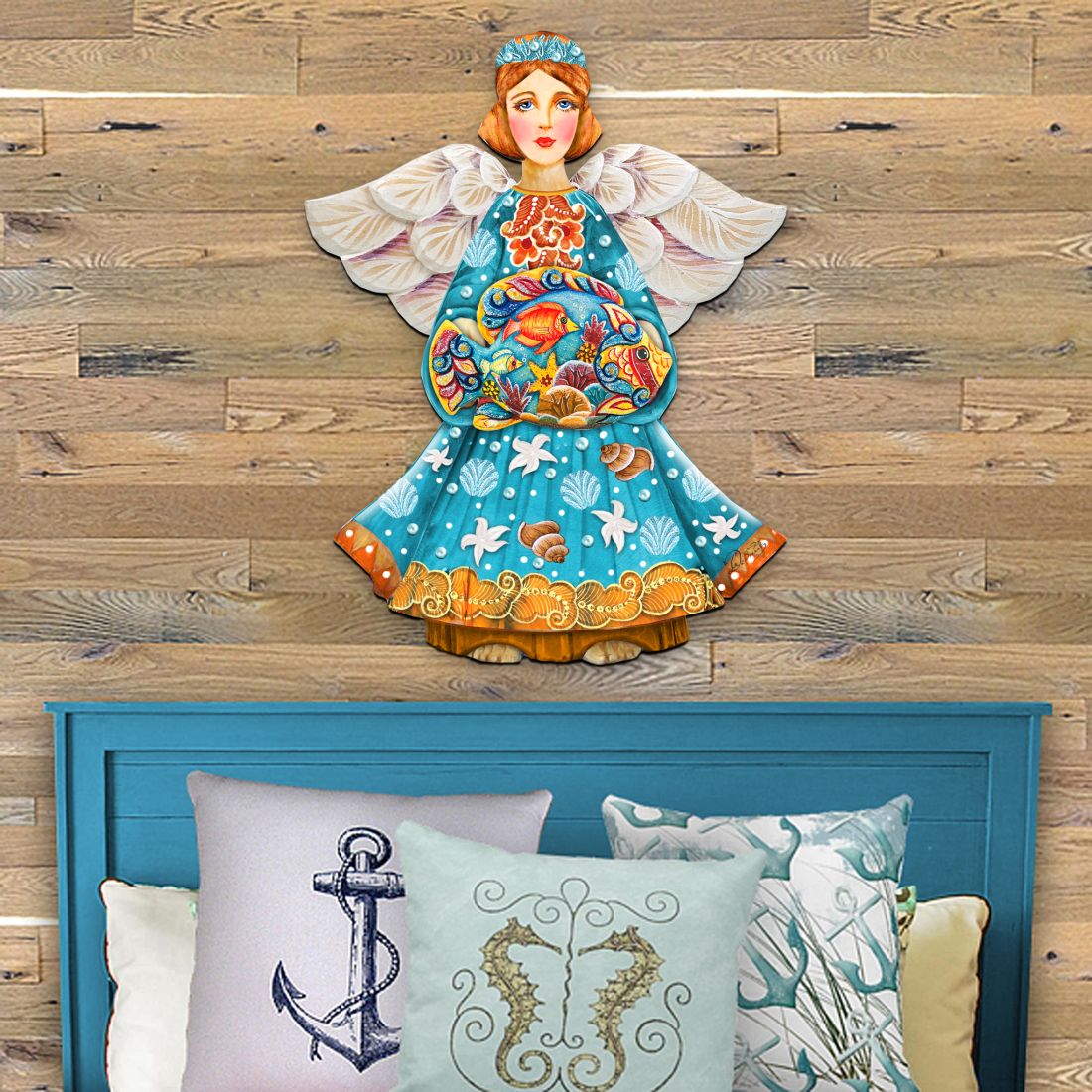 Decoración para puerta con el ángel guardián del mar de G. DeBrekht - Decoración costera navideña - 8152724H